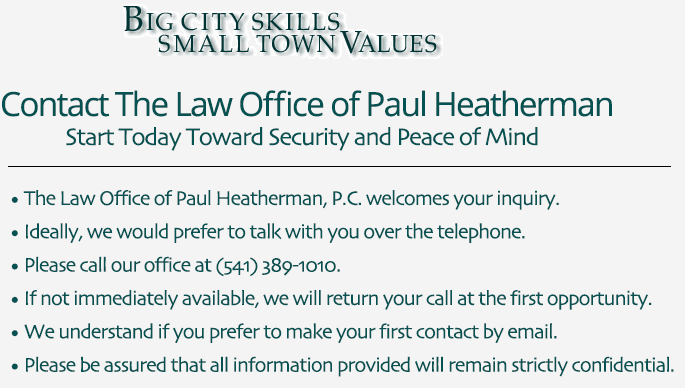Contact the Law Office of Paul Heatherman, Bend Oregon